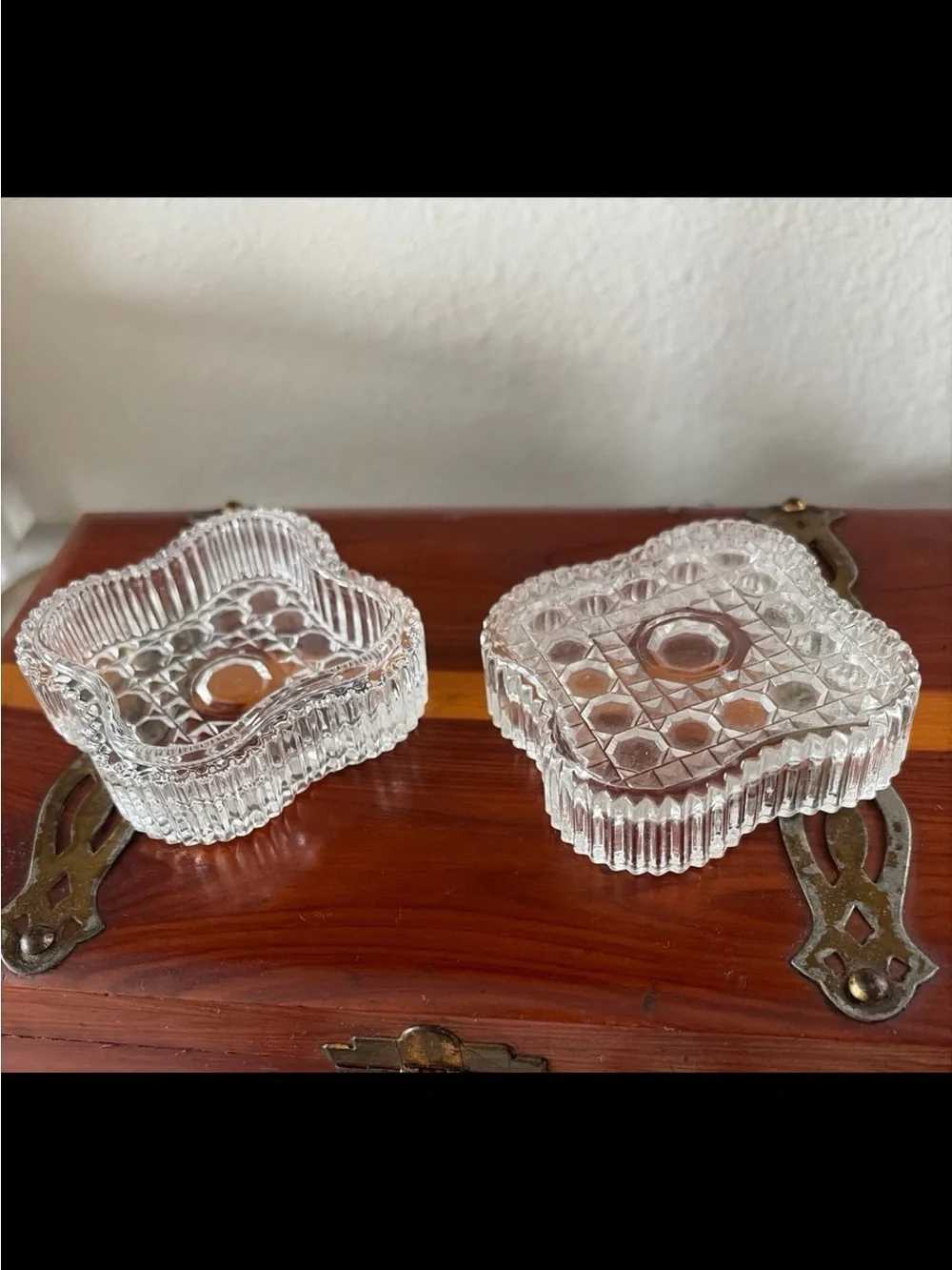Clear Ribbed Glass Vanity /jewelry Tray - Stacked Decorative trinket box